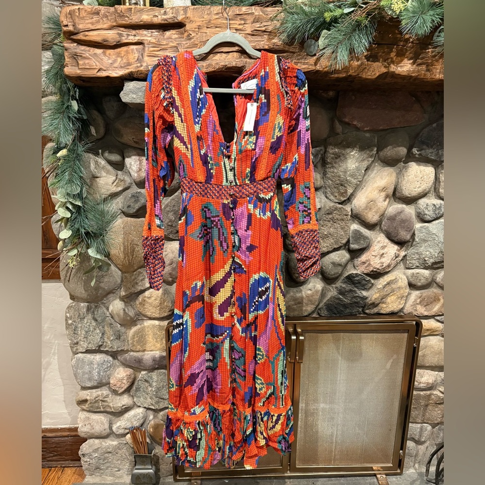 By Anthropologie orange / red print dress